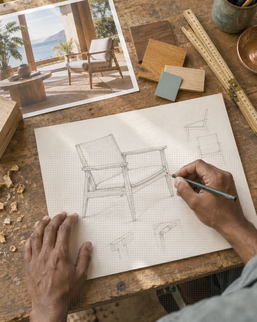 Sketch of a piece of furniture on the workbench