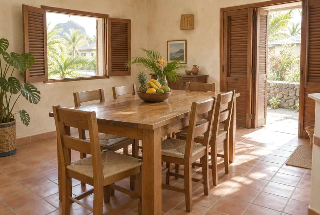 Solid wood dining table